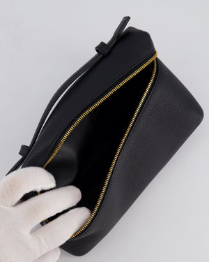 Loro Piana Dark Navy Calf Leather L19 Extra Pocket Pouch Bag with Gold Hardware