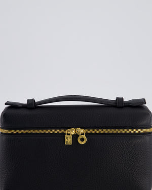 Loro Piana Dark Navy Calf Leather L19 Extra Pocket Pouch Bag with Gold Hardware