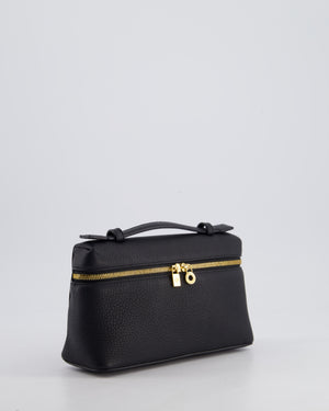 Loro Piana Dark Navy Calf Leather L19 Extra Pocket Pouch Bag with Gold Hardware