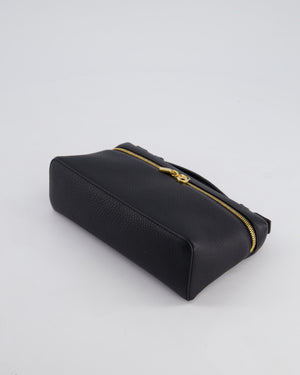 Loro Piana Dark Navy Calf Leather L19 Extra Pocket Pouch Bag with Gold Hardware