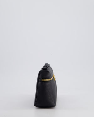 Loro Piana Dark Navy Calf Leather L19 Extra Pocket Pouch Bag with Gold Hardware