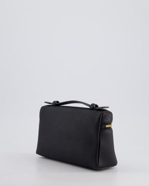 Loro Piana Dark Navy Calf Leather L19 Extra Pocket Pouch Bag with Gold Hardware