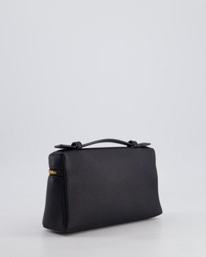 Loro Piana Dark Navy Calf Leather L19 Extra Pocket Pouch Bag with Gold Hardware