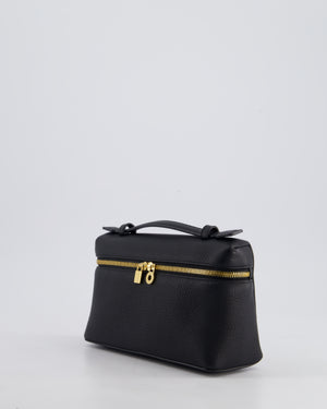 Loro Piana Dark Navy Calf Leather L19 Extra Pocket Pouch Bag with Gold Hardware