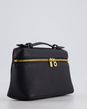 Loro Piana Dark Navy Calf Leather L19 Extra Pocket Pouch Bag with Gold Hardware