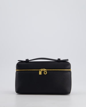 Loro Piana Dark Navy Calf Leather L19 Extra Pocket Pouch Bag with Gold Hardware