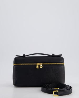 Loro Piana Dark Navy Calf Leather L19 Extra Pocket Pouch Bag with Gold Hardware