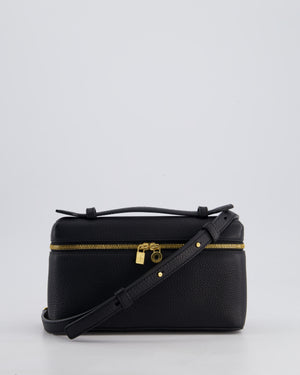 Loro Piana Dark Navy Calf Leather L19 Extra Pocket Pouch Bag with Gold Hardware