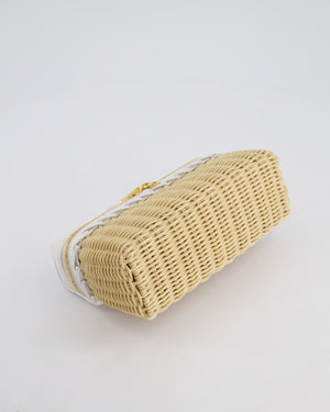 Loro Piana White and Beige Leather and Wicker L19 Extra Pocket Pouch Bag with Gold Hardware RRP £4,395