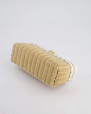 Loro Piana White and Beige Leather and Wicker L19 Extra Pocket Pouch Bag with Gold Hardware RRP £4,395