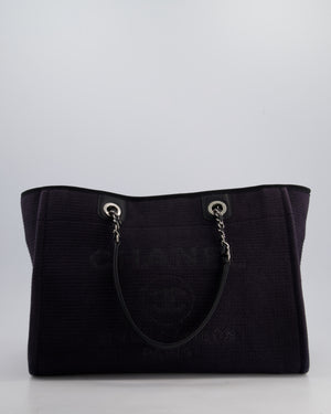 Chanel Black Small Canvas Deauville Tote Bag with Silver Hardware