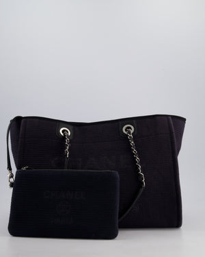 Chanel Black Small Canvas Deauville Tote Bag with Silver Hardware