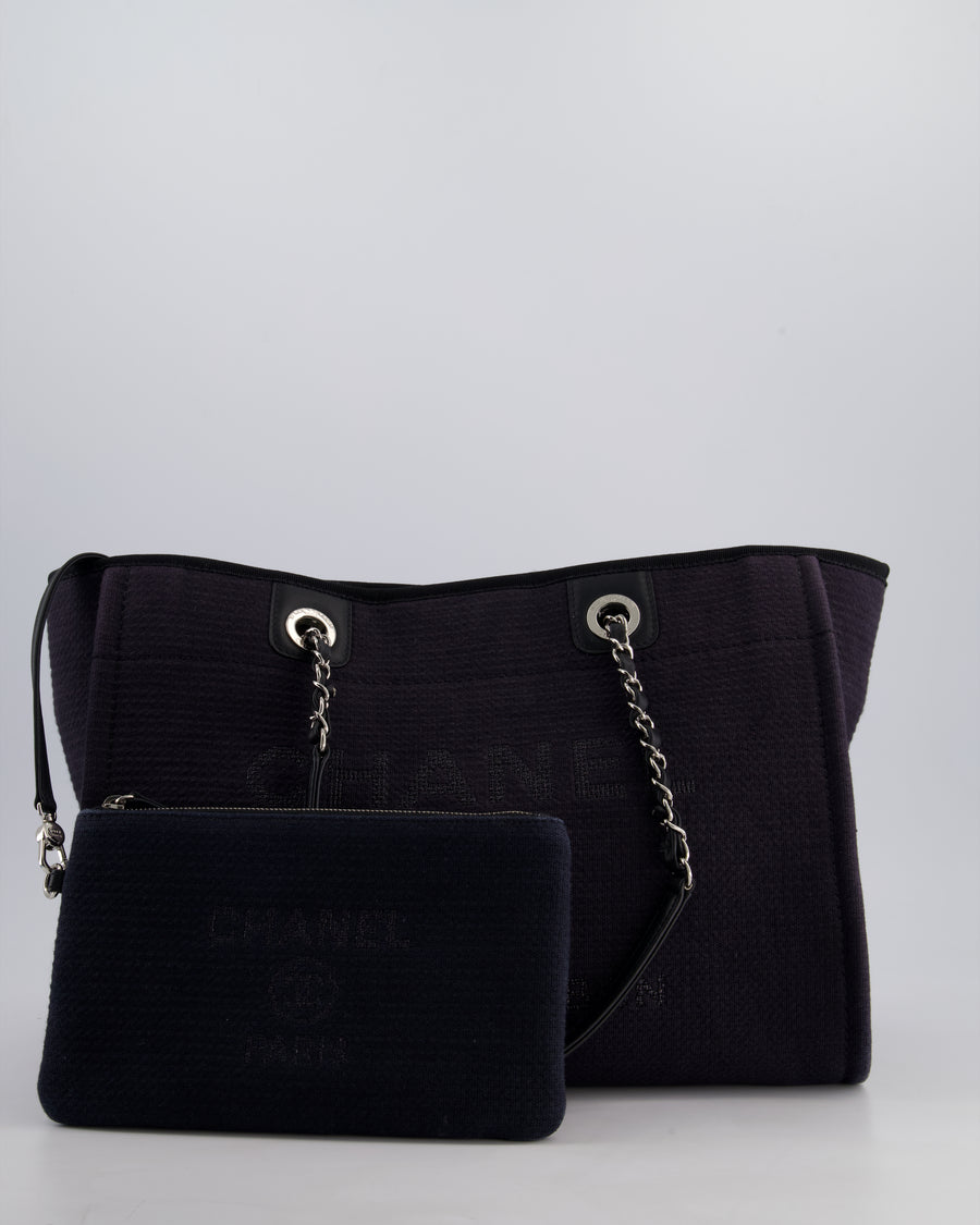 Chanel Black Small Canvas Deauville Tote Bag with Silver Hardware