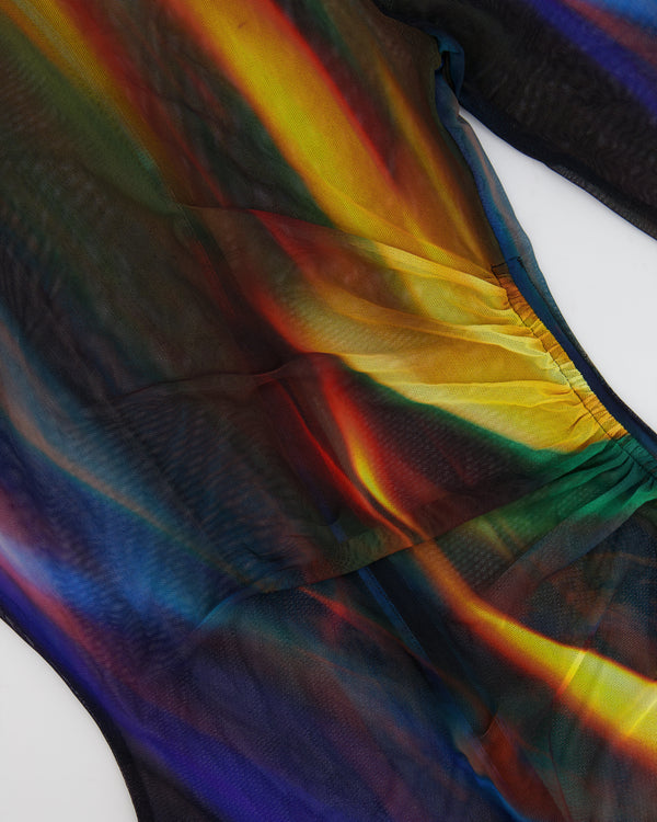 David Koma Multicolour Mesh Asymmetric Mini Dress Size UK 8 RRP £815