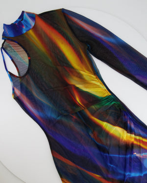 David Koma Multicolour Mesh Asymmetric Mini Dress Size UK 8 RRP £815