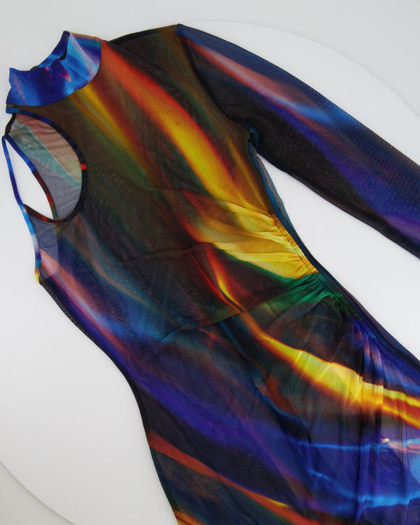 David Koma Multicolour Mesh Asymmetric Mini Dress Size UK 8 RRP £815