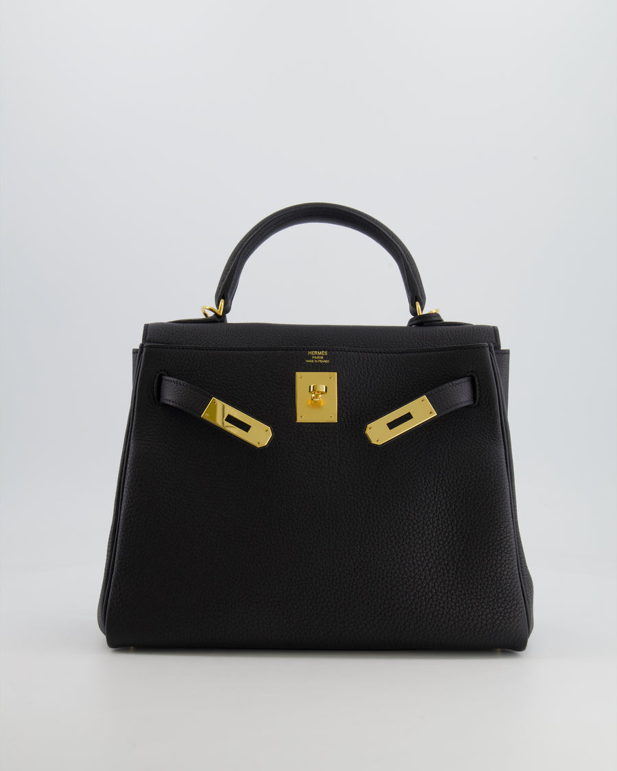 Hermès Kelly 28cm Retourne Bag in Black Togo Leather with Gold Hardware