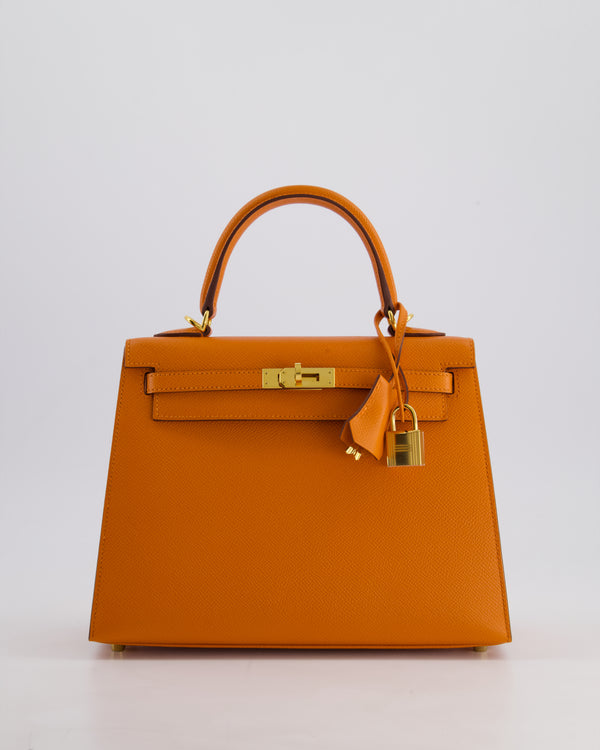 Hermès Kelly Sellier 25cm Bag in Orange Epsom Leather with Gold Hardware