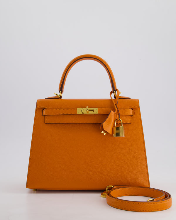 Hermès Kelly Sellier 25cm Bag in Orange Epsom Leather with Gold Hardware