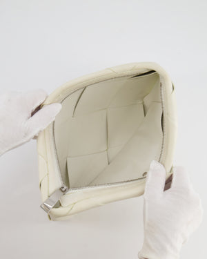 Bottega Veneta White Intrecciato Large Leather Clutch Bag with Silver Hardware