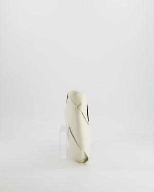 Bottega Veneta White Intrecciato Large Leather Clutch Bag with Silver Hardware