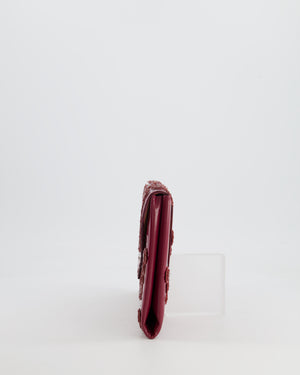 Alaïa Burgundy Patent Leather Floral Oum Clutch Bag with Silver Hardware RRP £2,200