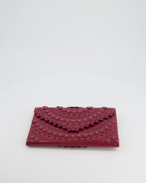 Alaïa Burgundy Patent Leather Floral Oum Clutch Bag with Silver Hardware RRP £2,200