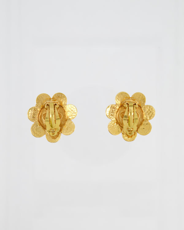 *HOT* Chanel Vintage Gold Floral Shaped CC Logo Earrings
