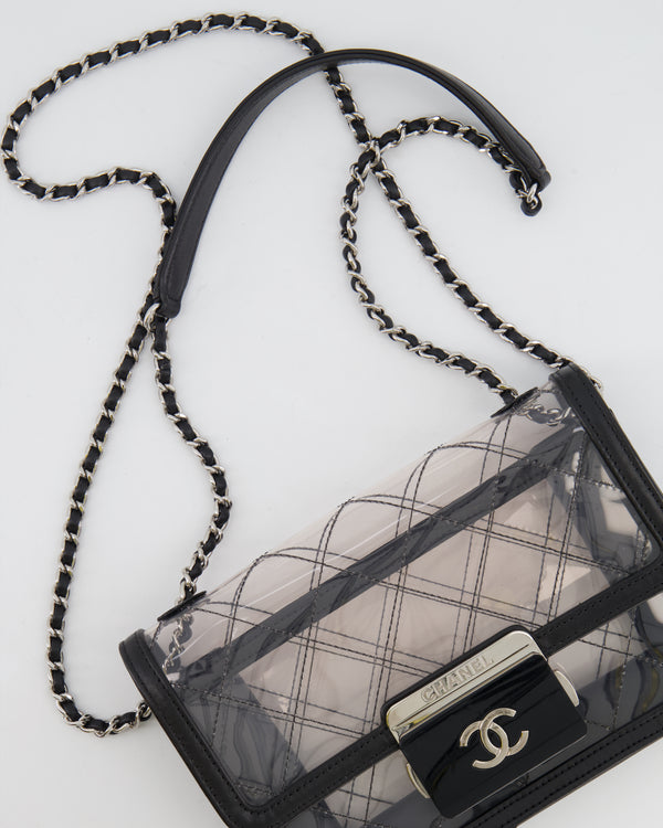 *FIRE PRICE* Chanel Black Lambskin and PVC Quilted Mini Lock Bag with Silver Hardware