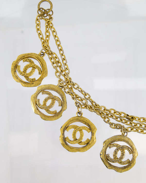 Chanel Vintage Gold Chain Bracelet with CC Medallions