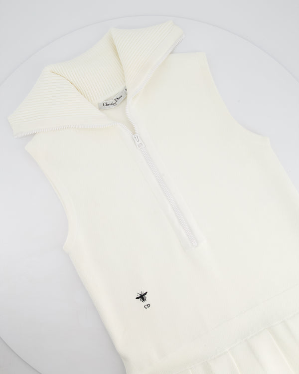 Christian Dior White Sleeveless Pleated Mini Dress Size FR 38 (UK 10)
