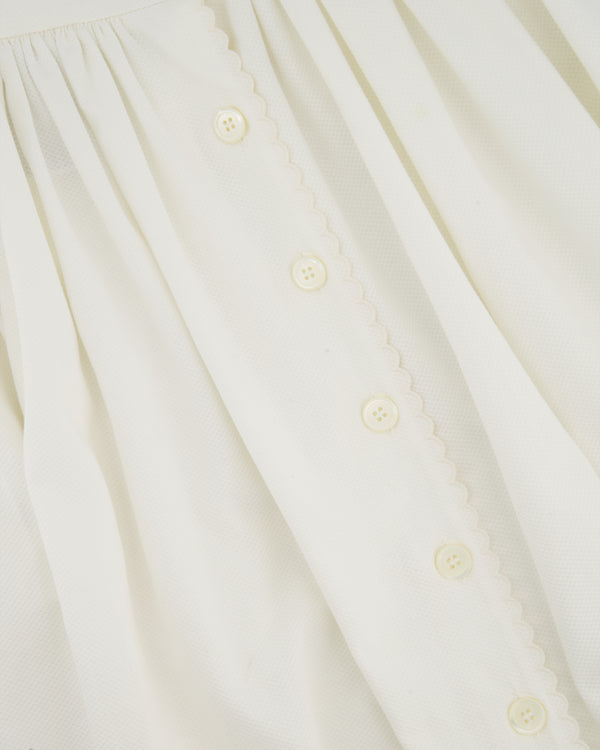Miu Miu White Pleated Midi Skirt with Scalloped Edge Detail Size IT 42 (UK 10)