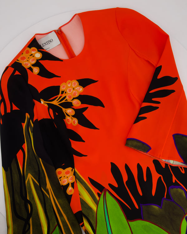 Valentino Red Long Sleeve Jungle Print Maxi Dress Size IT 40 (UK 8)