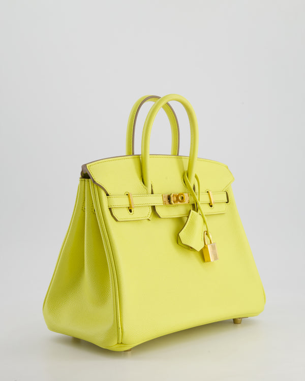 Hermès Birkin 25cm Retourne Bag in Lime Epsom Leather with Gold Hardware