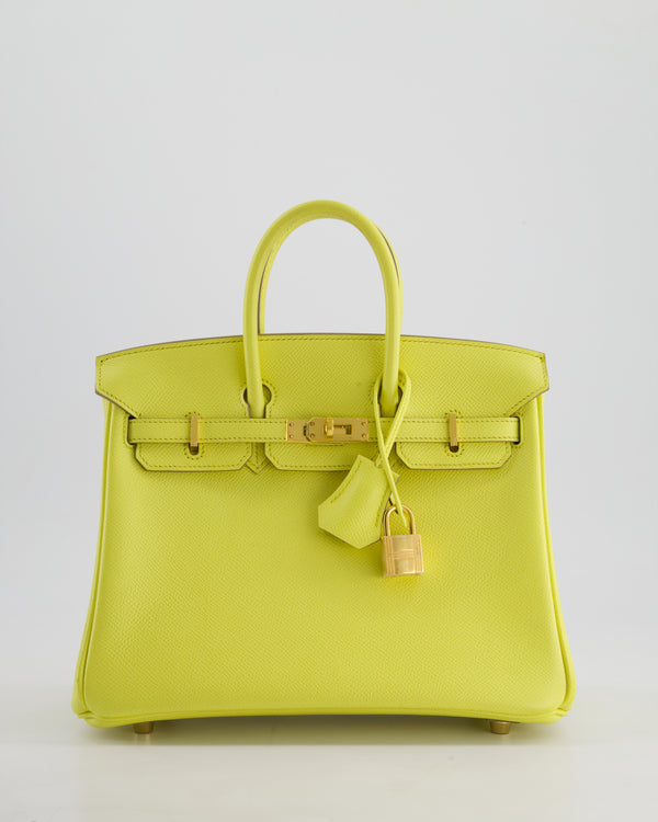 Hermès Birkin 25cm Retourne Bag in Lime Epsom Leather with Gold Hardware