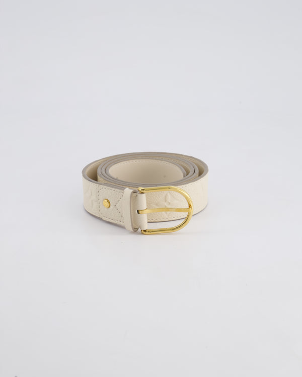 Louis Vuitton White LV Monogram Belt with Gold Hardware Size 85cm
