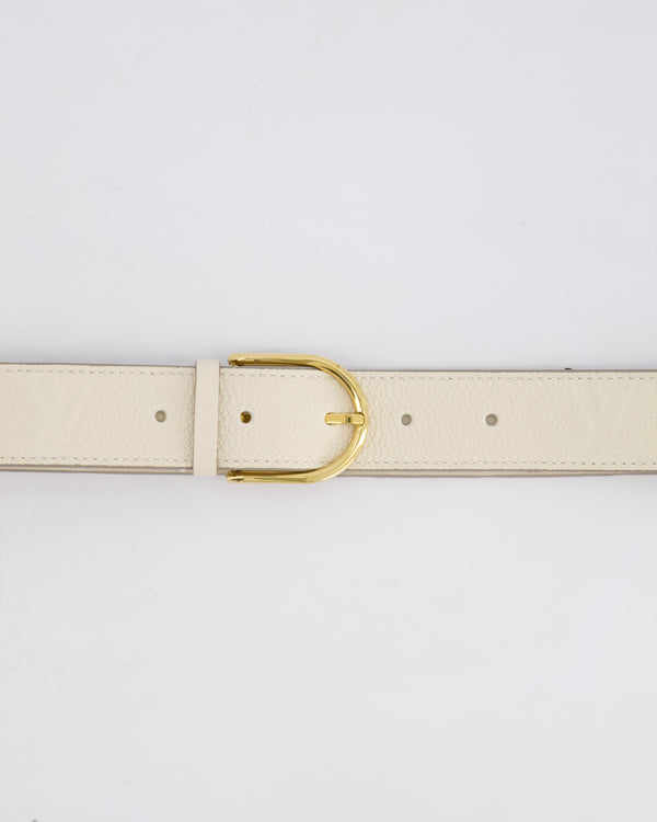 Louis Vuitton White LV Monogram Belt with Gold Hardware Size 85cm