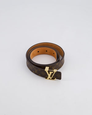 Louis Vuitton Brown LV Monogram Belt with Gold LV Buckle Hardware Size 75cm