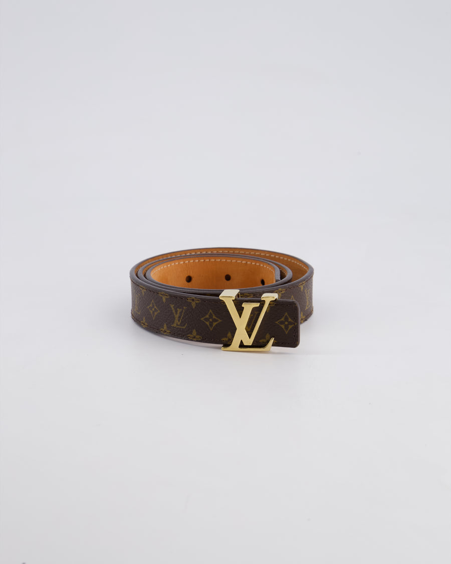Louis Vuitton Brown LV Monogram Belt with Gold LV Buckle Hardware Size 75cm