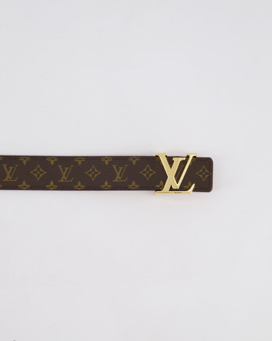 Louis Vuitton Brown LV Monogram Belt with Gold LV Buckle Hardware Size 75cm