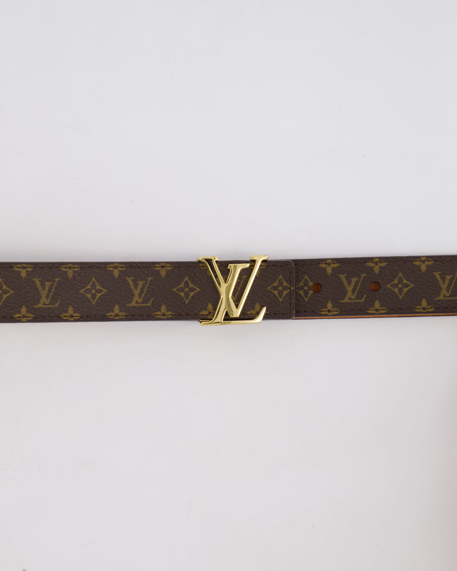 Louis Vuitton Brown LV Monogram Belt with Gold LV Buckle Hardware Size 75cm