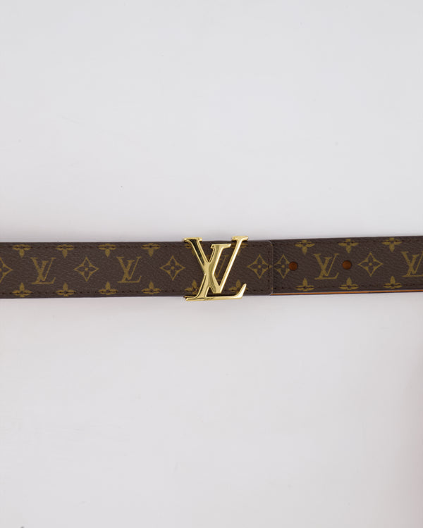 Louis Vuitton Brown LV Monogram Belt with Gold LV Buckle Hardware Size 75cm