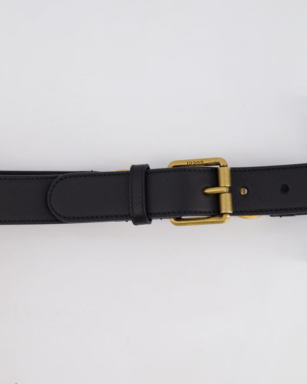 Gucci Black Leather Horsebit Buckle Belt with Antique Gold Hardware Size 85cm