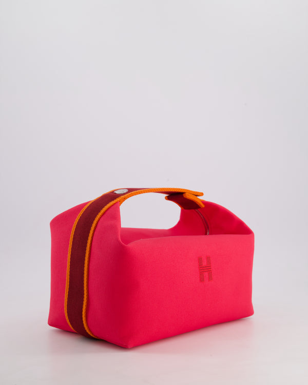 Hermès Large Bride-a-Brac Case in Hibiscus Canvas with Palladium Hardware