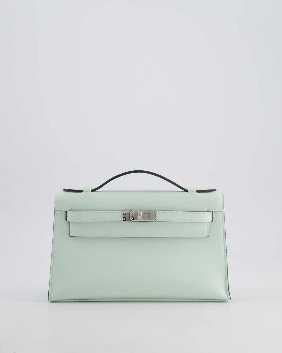 *HOT NEW COLOUR* Hermès Mini Kelly Pochette Bag in Vert Peppermint Swift Leather with Palladium Hardware
