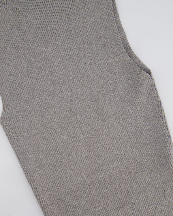 All The Ways Grey Ribbed Sleeveless High-Neck Top with Side Split Detail Size S (UK 6/8)