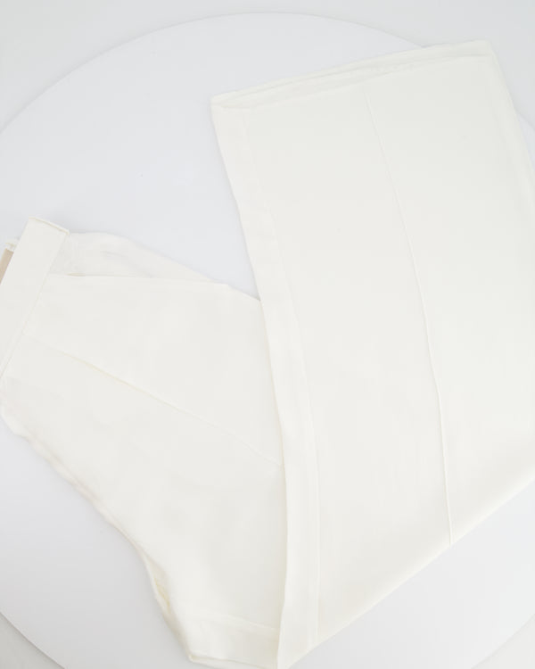 Hermès White Silk Trousers with Elastic Waistband Size FR 34 (UK 6)