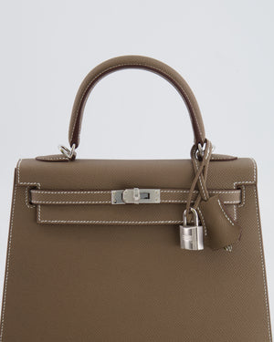 Hermès Kelly Sellier 25cm Bag in Etoupe Epsom Leather with Palladium Hardware