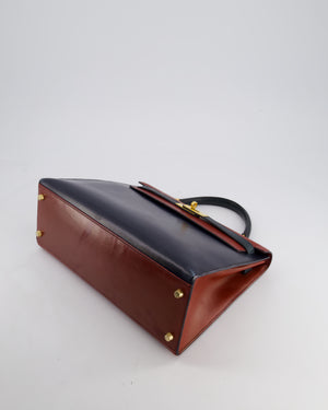 *FIRE PRICE* Hermès Vintage Tri-Colour Kelly 32cm Bag in Rouge H, Bleu Indigo and Vert Fonce Box Leather with Gold Hardware