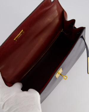 *FIRE PRICE* Hermès Vintage Tri-Colour Kelly 32cm Bag in Rouge H, Bleu Indigo and Vert Fonce Box Leather with Gold Hardware